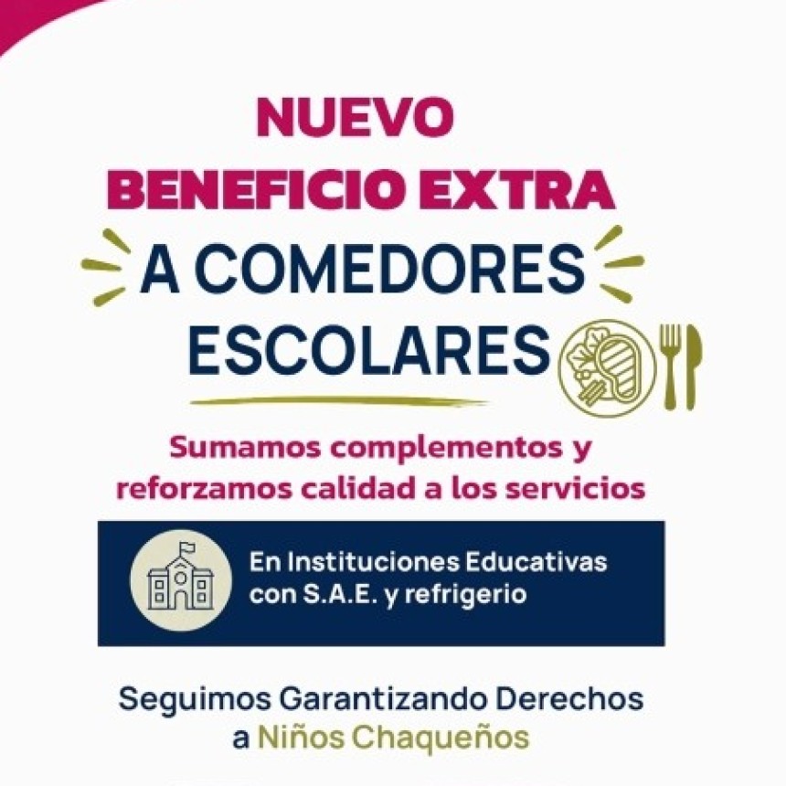 COMEDORES ESCOLARES: NUEVO BENEFICIO EXTRA CON LA SUMA DE COMPLEMENTOS Y REFUERZO DE CALIDAD