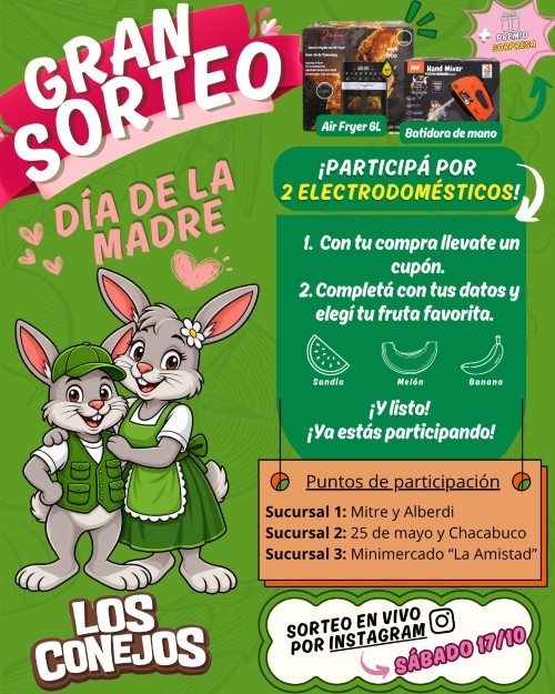 Sorteo del D&iacute;a de la Madre: Fruter&iacute;a y Verduler&iacute;a Los Conejos premia a sus clientes y amigos