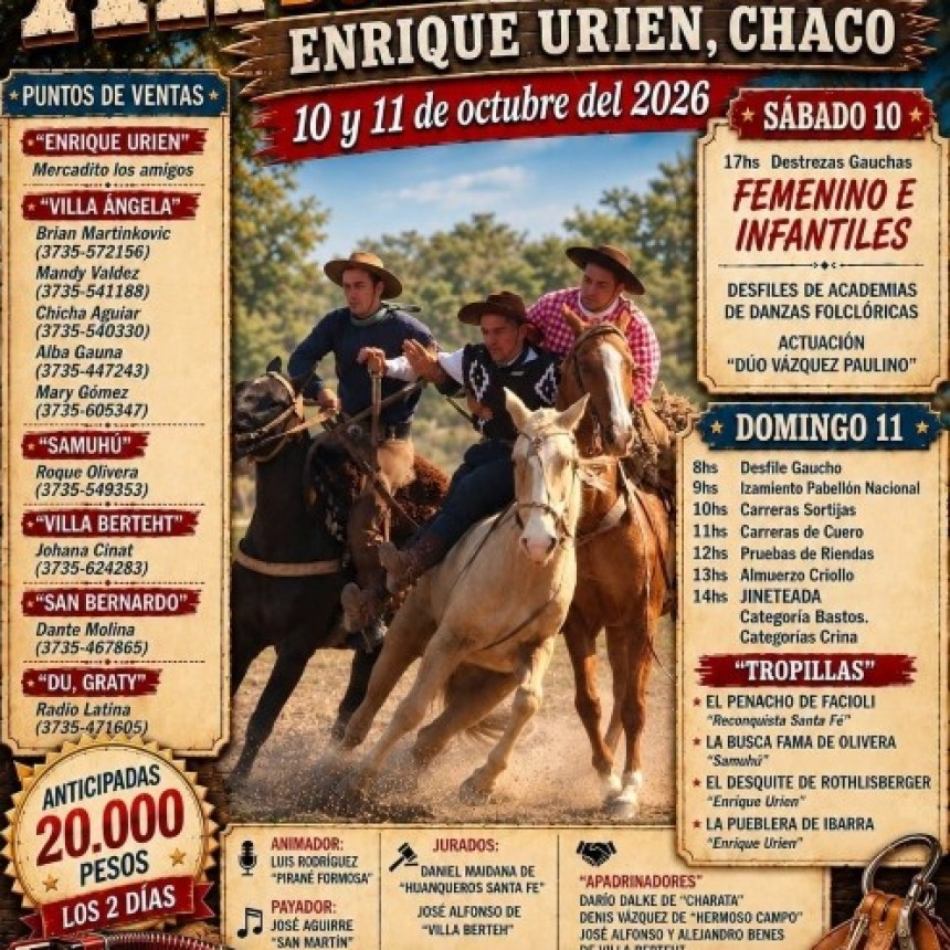 Enrique Urien se prepara para el XII Festival de Doma y Chamam&eacute;