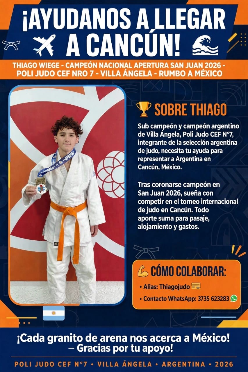AYUDEMOS A THIAGO WIEGE A LLEGAR A COMPETIR EN CANCÚN MÉXICO